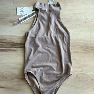 Zara Nude Mock Neck Bodysuit NWT